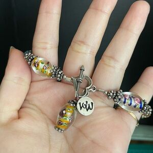 Sterling silver glass bead circular bracelet